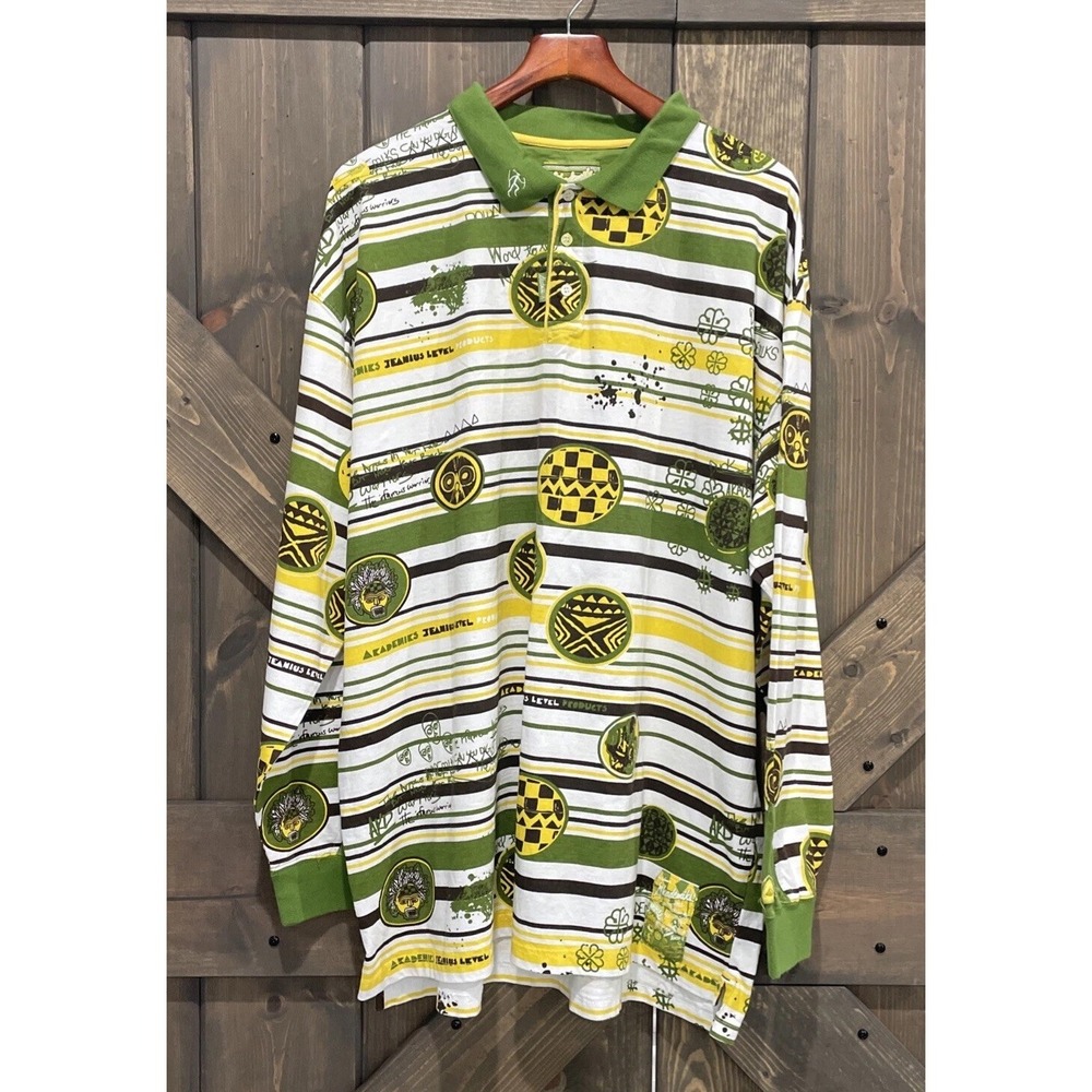 Vintage Y2K Akademiks Jeanius Level Products Long Sleeve Polo Shirt Mens 5XL NWT